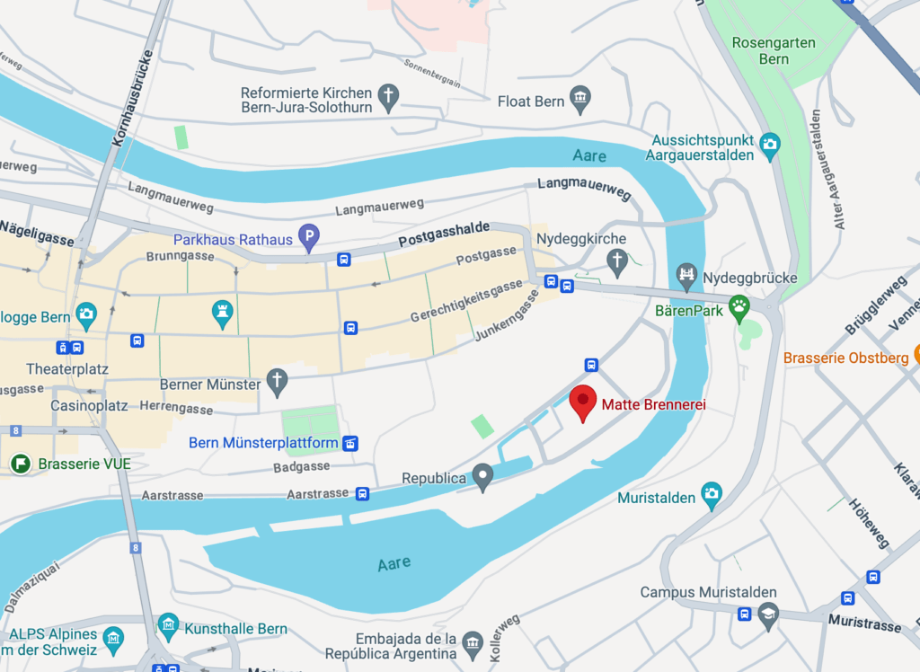 Bild zeigt eine Karte mit dem Standort Mattebrennerei